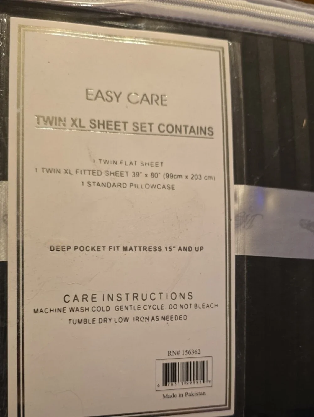 Life Style Collection Twin XL 1200 TC Egyptian Cotton Sheet Set - Black